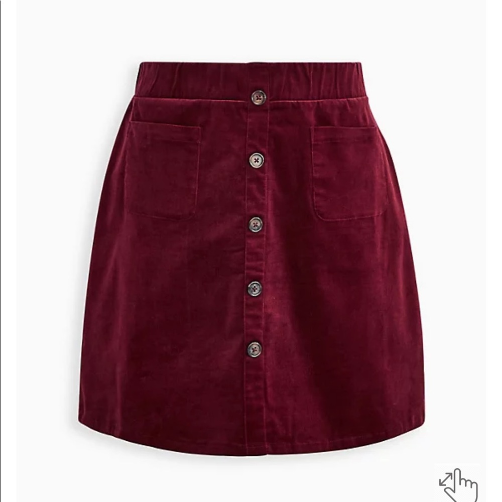 Button front corduroy mini skirt